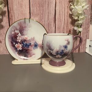 COPY - Floral Tea Cup and Saucer Set Lena Liu Blossoms and Butterflies